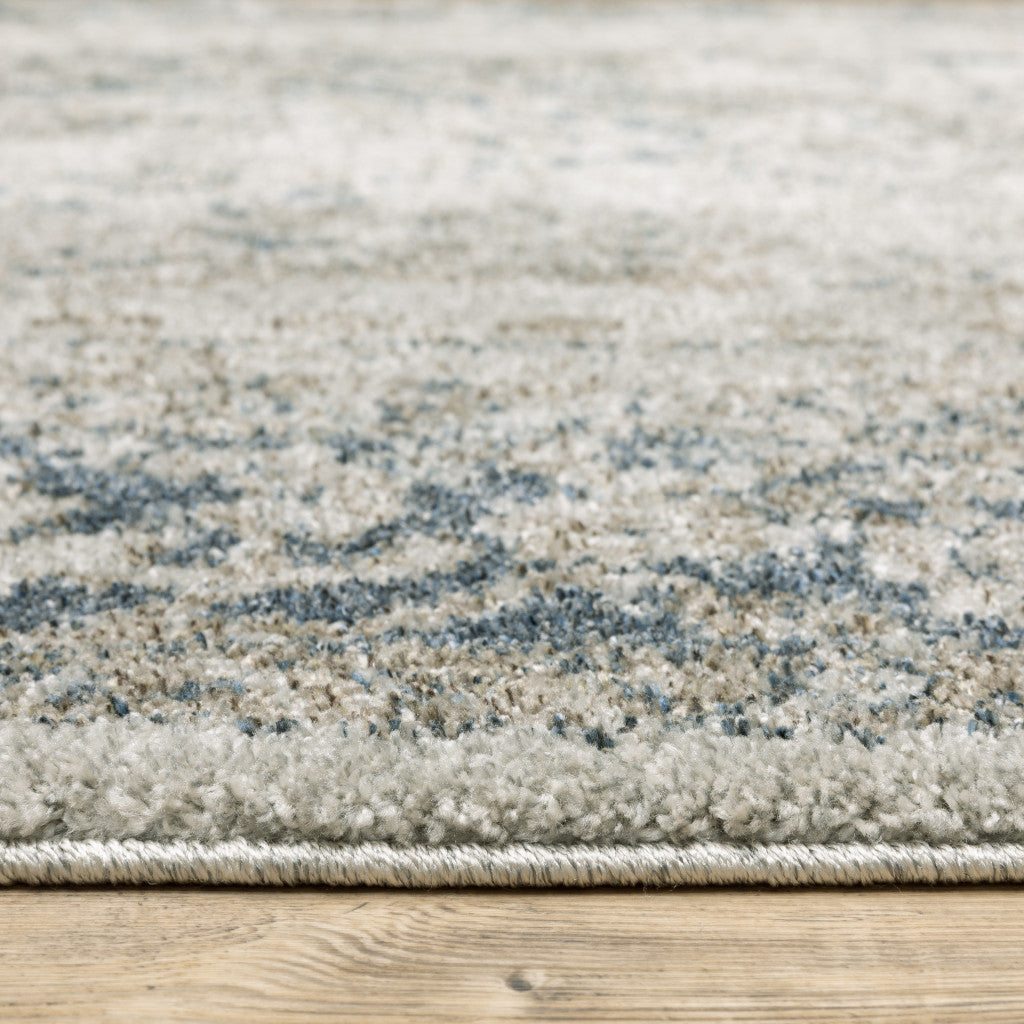 7' x 10' Blue and Gray Oriental Power Loom Area Rug