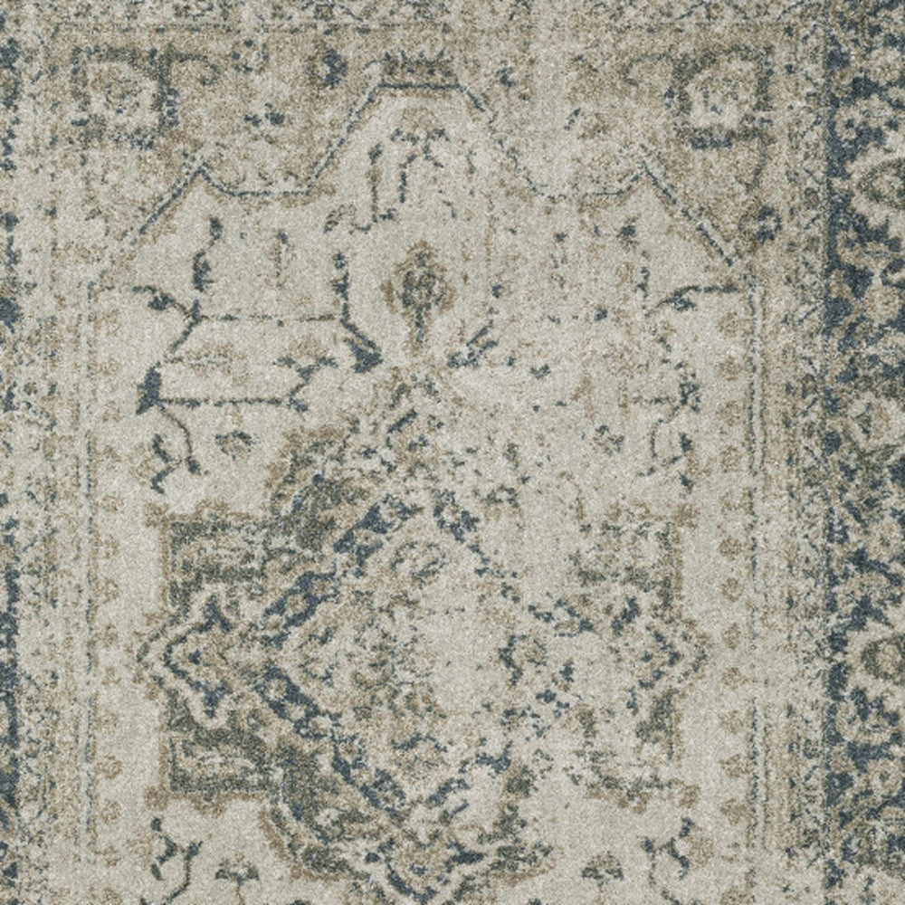 8' X 11' Blue and Gray Oriental Power Loom Area Rug