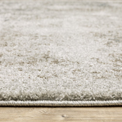 8' Beige And Gray Oriental Distressed Runner Rug