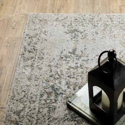 8' Beige And Gray Oriental Distressed Runner Rug