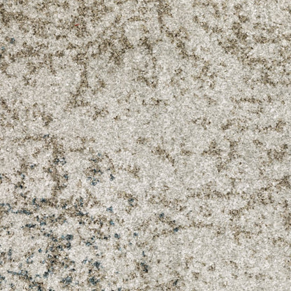 8' Beige And Gray Oriental Distressed Runner Rug