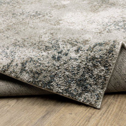 8' Beige And Gray Oriental Distressed Runner Rug