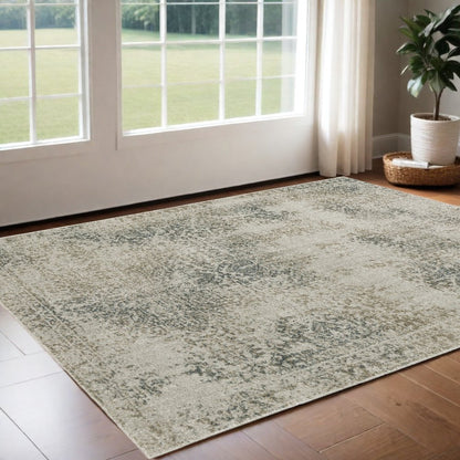 3' X 5' Beige And Gray Oriental Distressed Area Rug