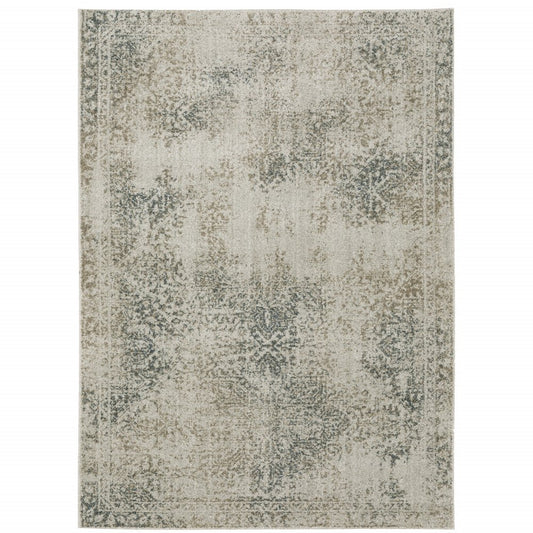 3' X 5' Beige And Gray Oriental Distressed Area Rug