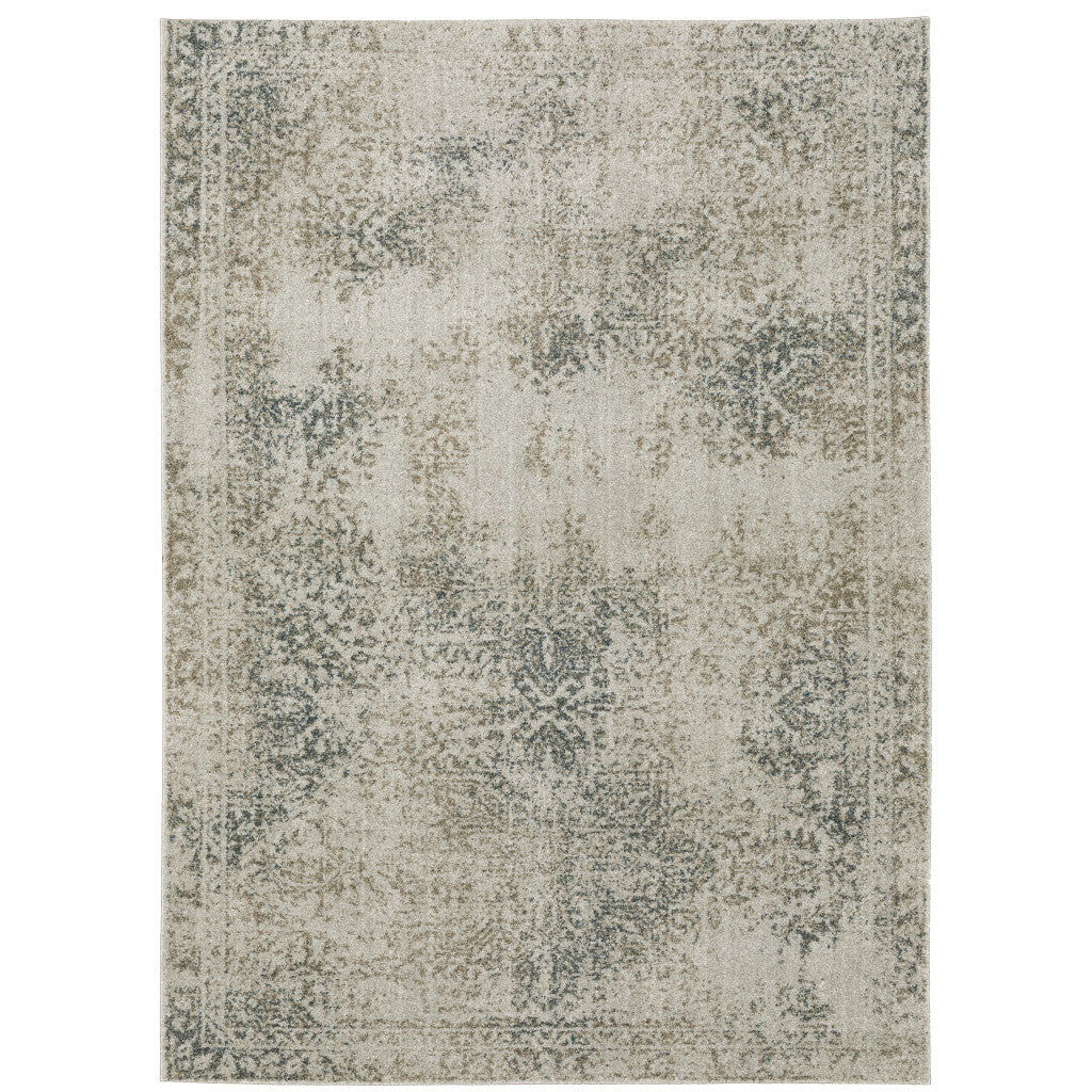 3' X 5' Gray Oriental Power Loom Area Rug