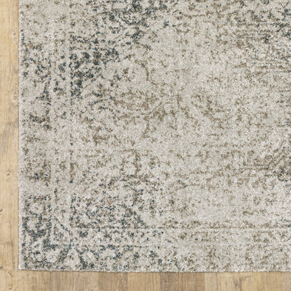 3' X 5' Beige And Gray Oriental Distressed Area Rug