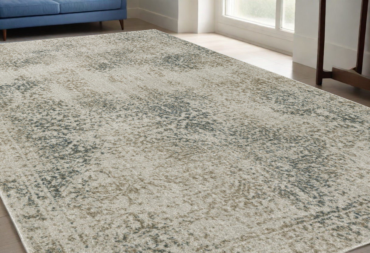 5' X 8' Gray Oriental Power Loom Area Rug