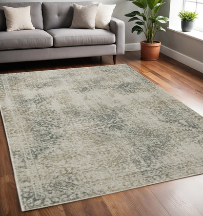 5' X 8' Gray Oriental Power Loom Area Rug