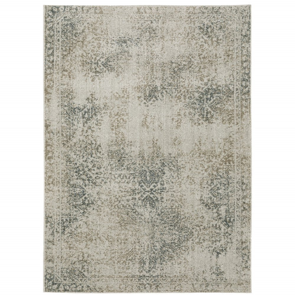 7' X 10' Gray Oriental Power Loom Area Rug