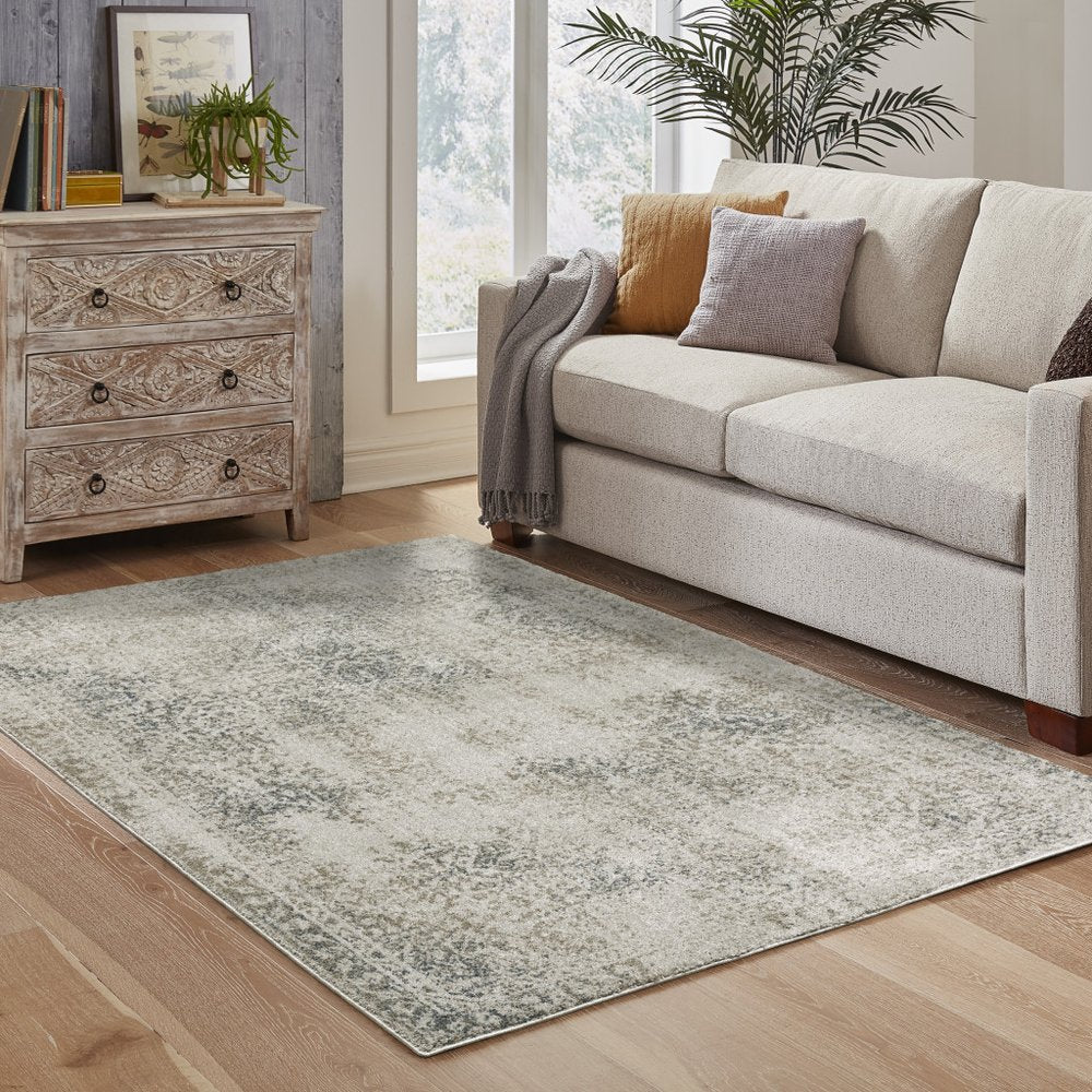 7' X 10' Gray Oriental Power Loom Area Rug