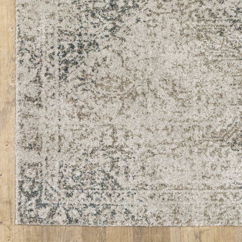 7' X 10' Gray Oriental Power Loom Area Rug