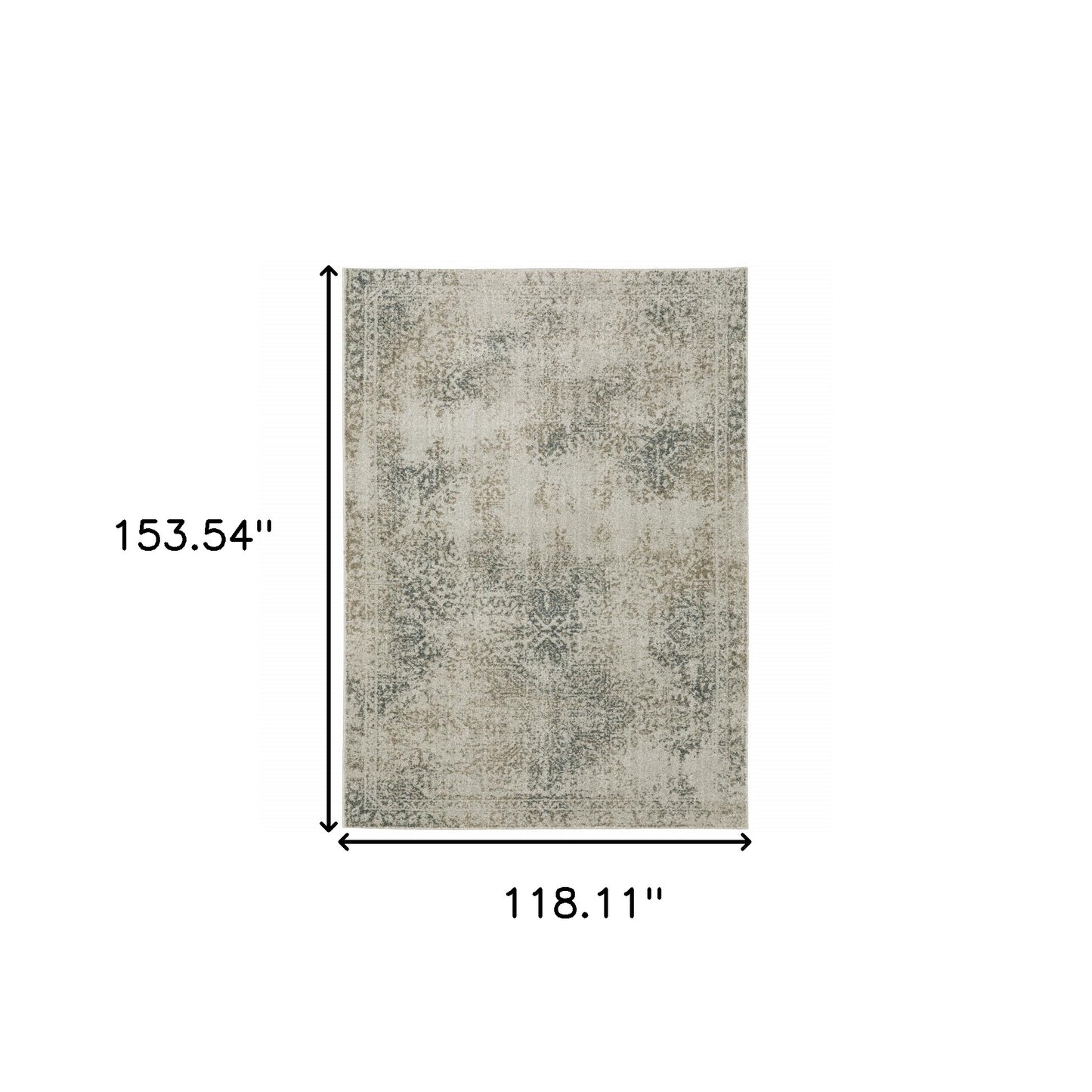 10' X 13' Gray Oriental Power Loom Area Rug