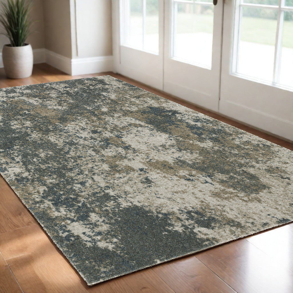 3' X 5' Tan and Gray Abstract Power Loom Area Rug