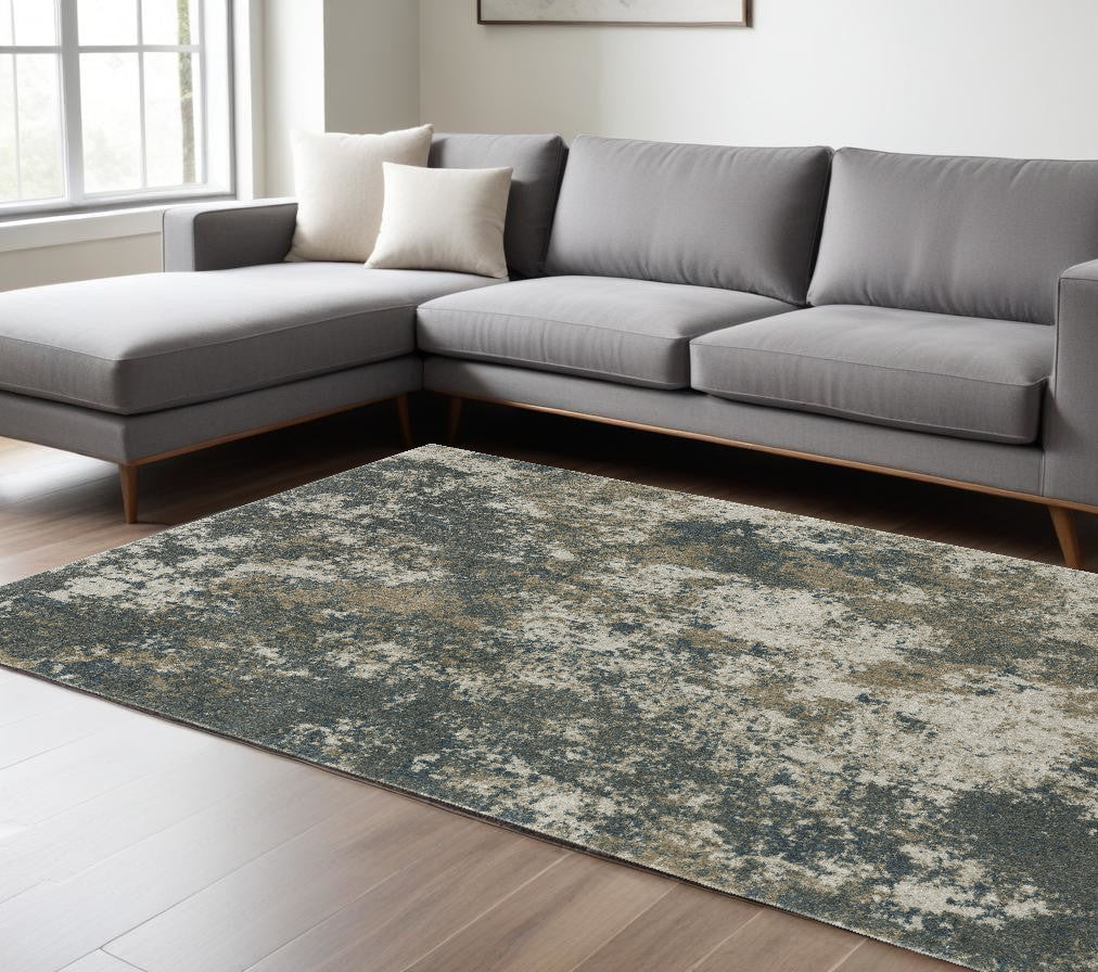 8' X 11' Tan and Gray Abstract Power Loom Area Rug