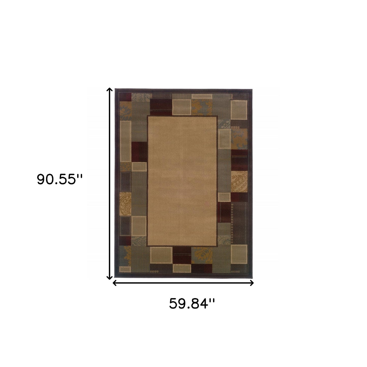 5' X 8' Beige Abstract Power Loom Stain Resistant Area Rug