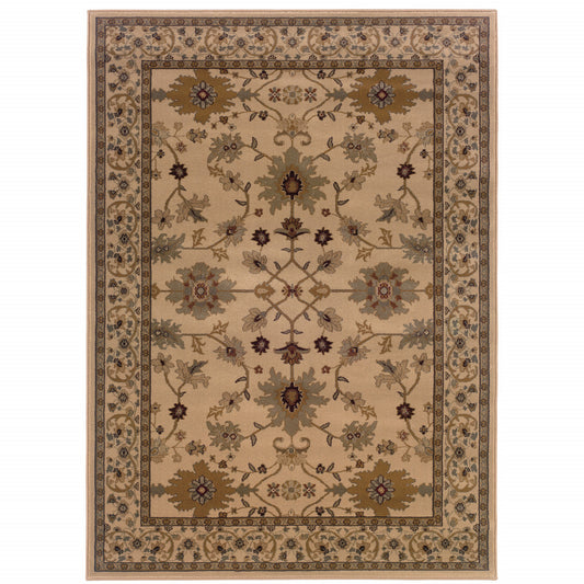 3' X 5' Ivory Oriental Power Loom Stain Resistant Area Rug