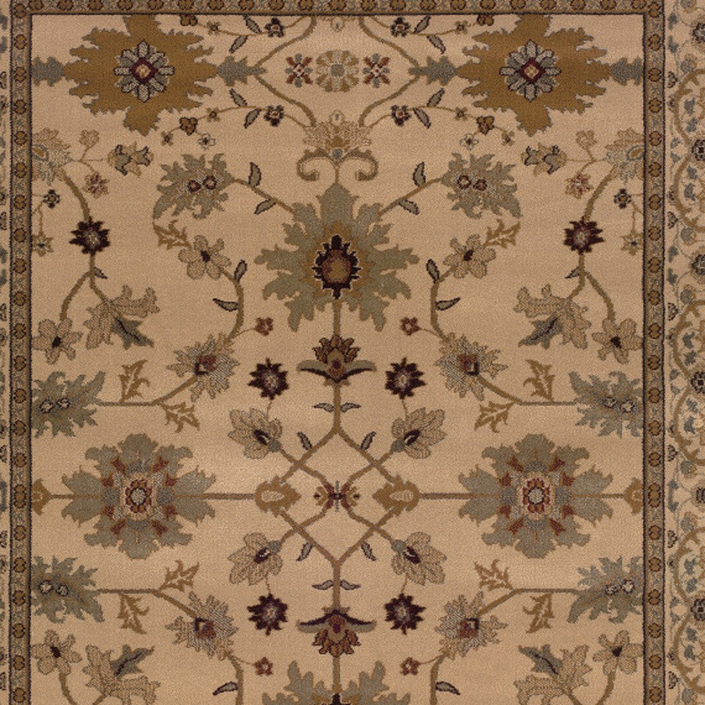 3' X 5' Ivory Oriental Power Loom Stain Resistant Area Rug