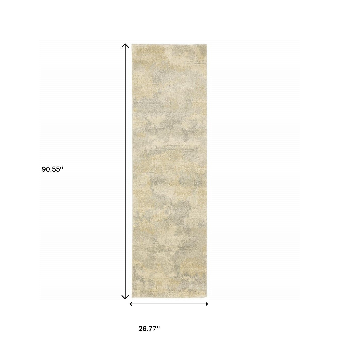 2' X 8' Grey Ivory Beige And Taupe Abstract Power Loom Stain Resistant Runner Rug