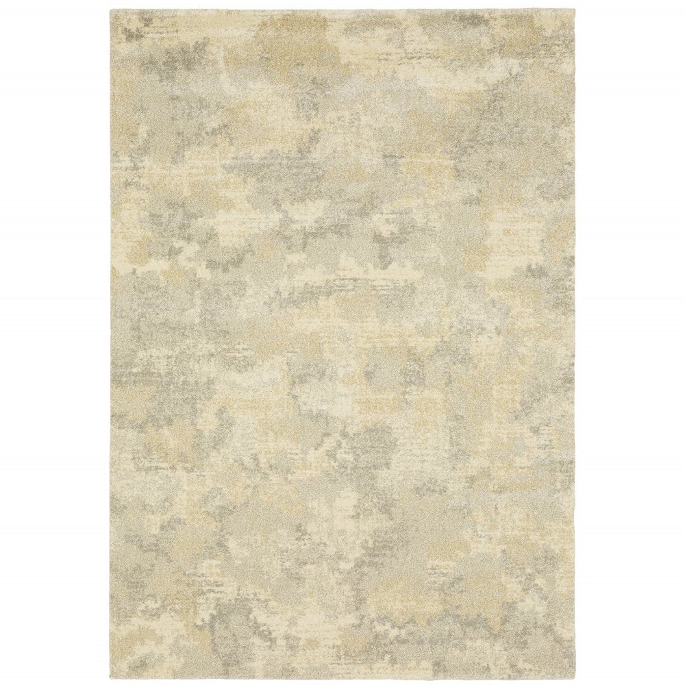 3' X 5' Grey Ivory Beige And Taupe Abstract Power Loom Stain Resistant Area Rug