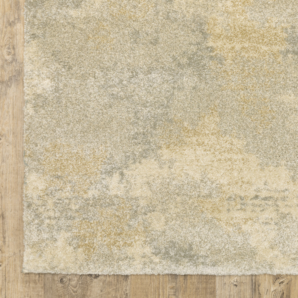 3' X 5' Grey Ivory Beige And Taupe Abstract Power Loom Stain Resistant Area Rug