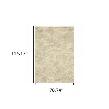 6' X 9' Grey Ivory Beige And Taupe Abstract Power Loom Stain Resistant Area Rug