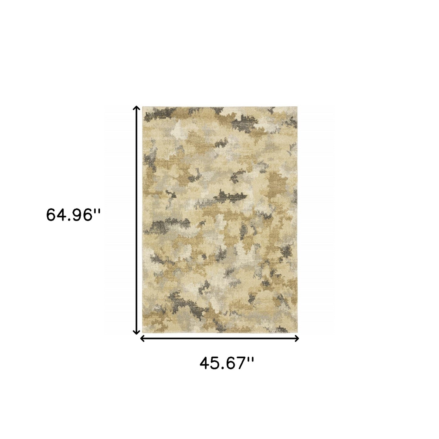 3' X 5' Beige Grey And Gold Abstract Power Loom Stain Resistant Area Rug