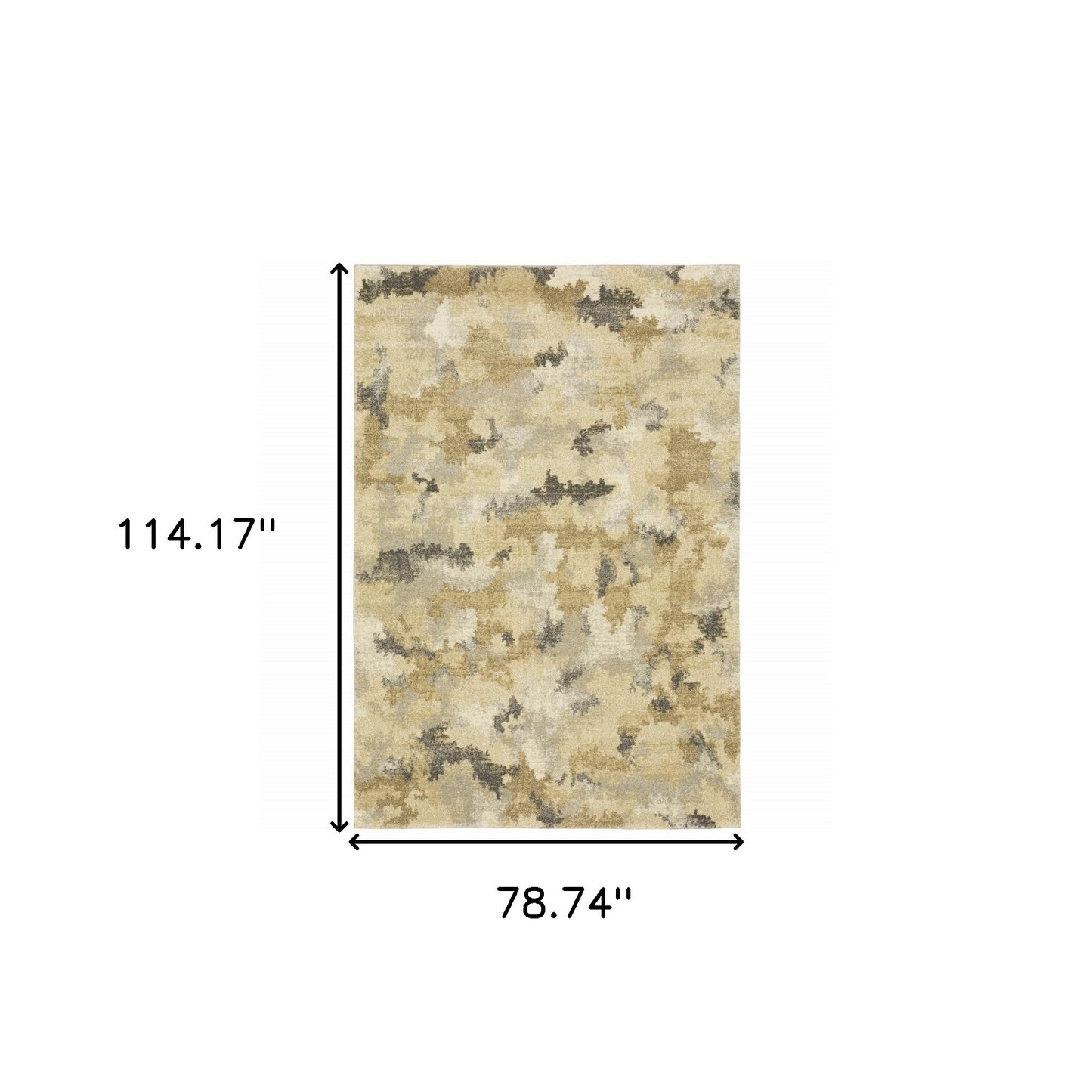 6' X 9' Beige Grey And Gold Abstract Power Loom Stain Resistant Area Rug