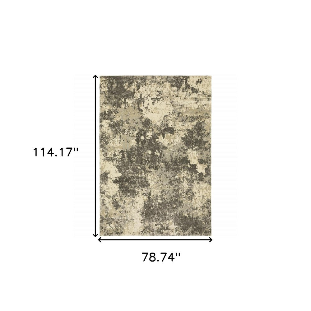 7' X 10' Gray And Beige Abstract Area Rug