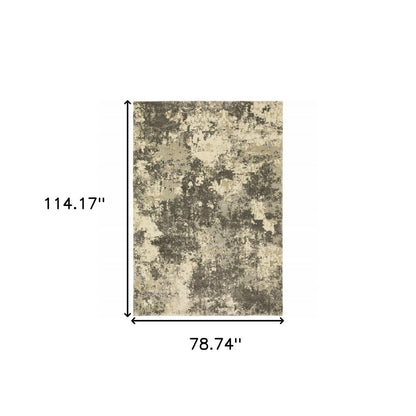 7' X 10' Gray And Beige Abstract Area Rug