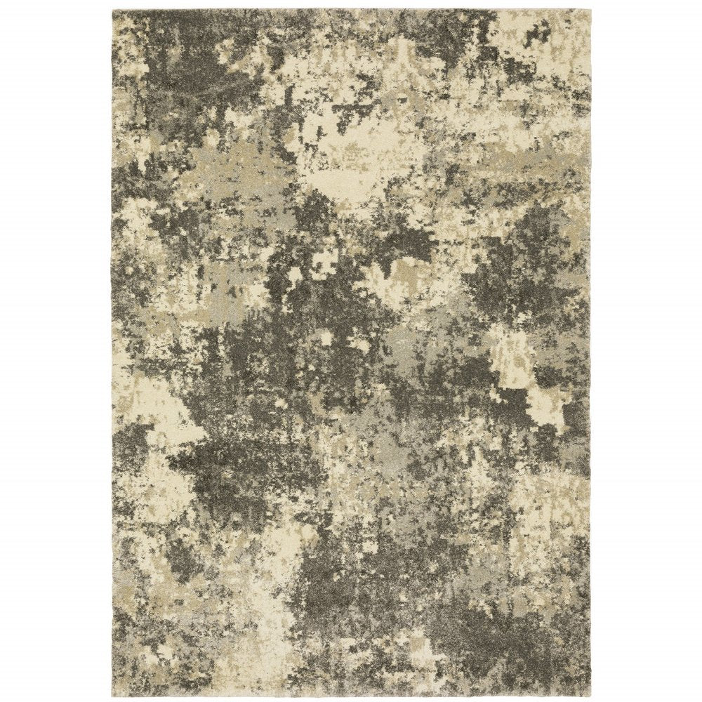 7' X 10' Gray And Beige Abstract Area Rug