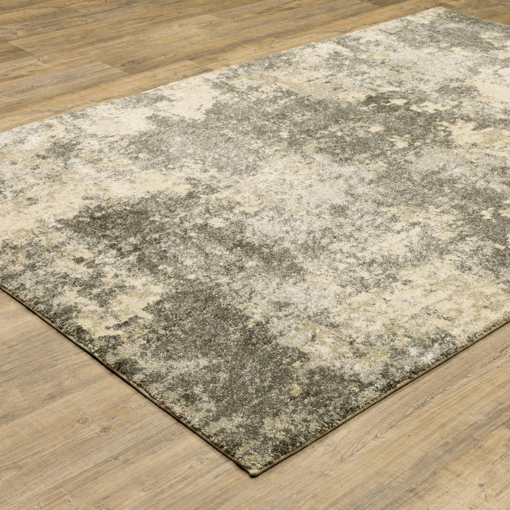 7' X 10' Gray And Beige Abstract Area Rug
