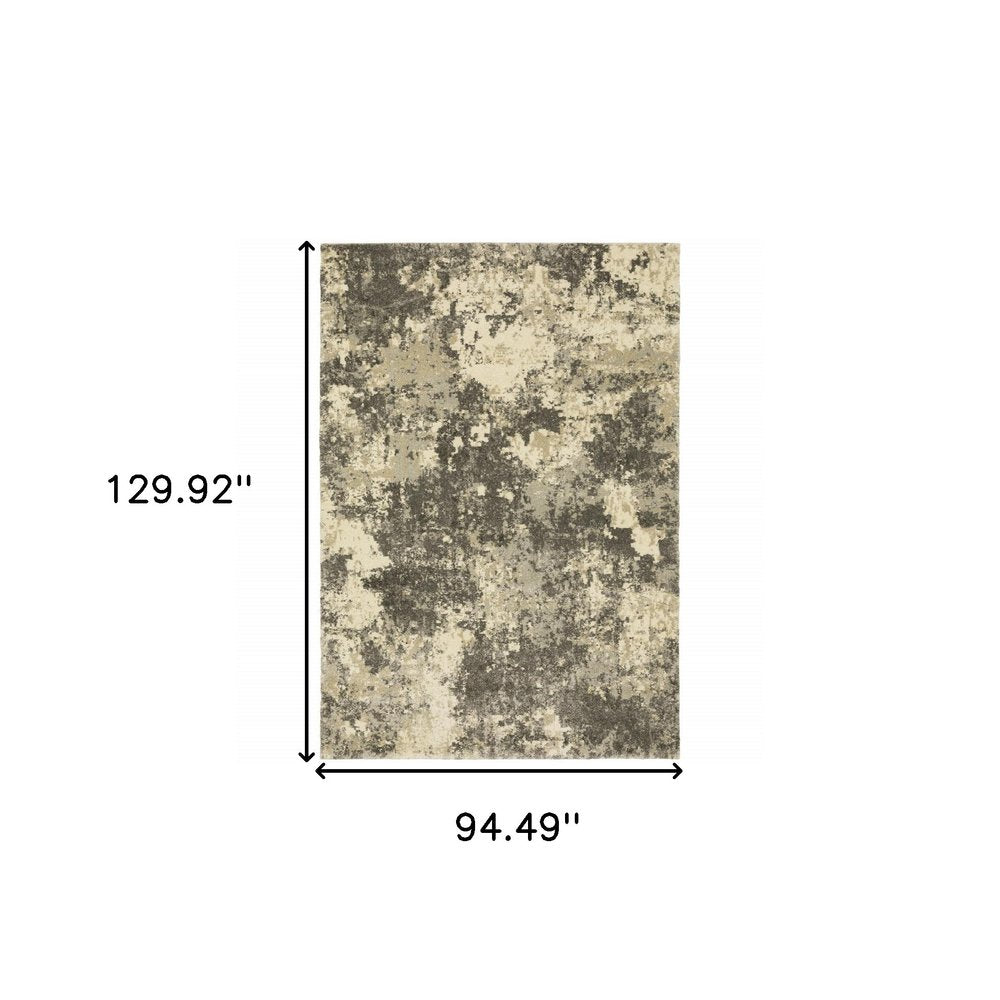 8' X 11' Gray And Beige Abstract Area Rug