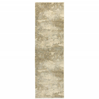 8' Gold And Beige Abstract Runner Rug