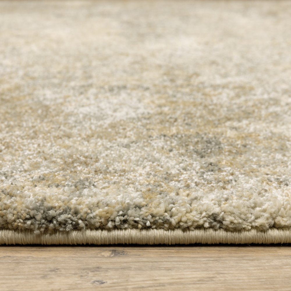 8' Gold And Beige Abstract Runner Rug