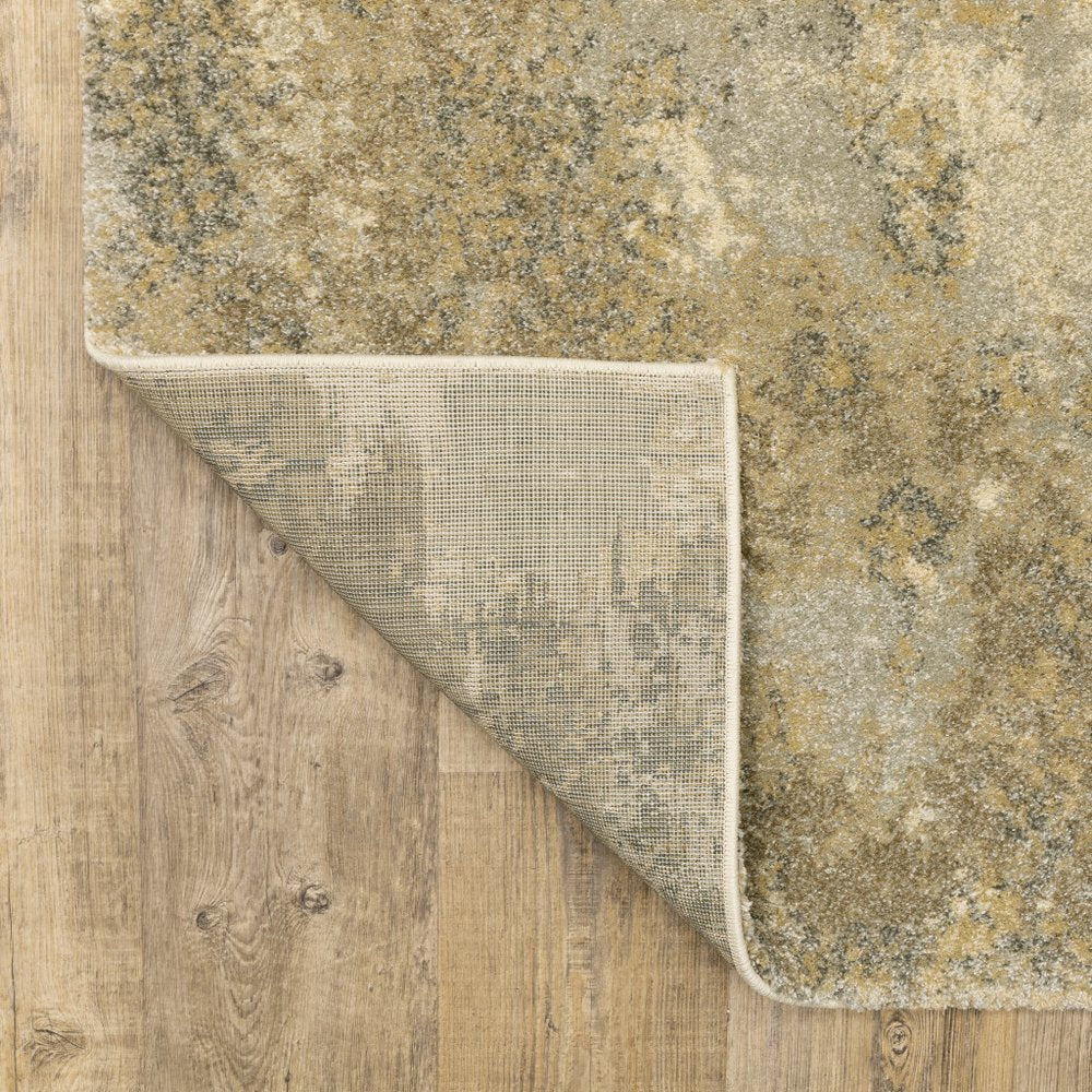 8' Gold And Beige Abstract Runner Rug