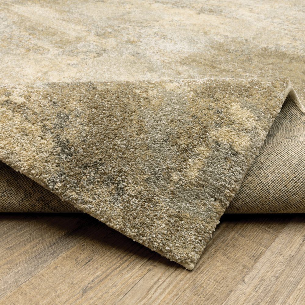 8' Gold And Beige Abstract Runner Rug