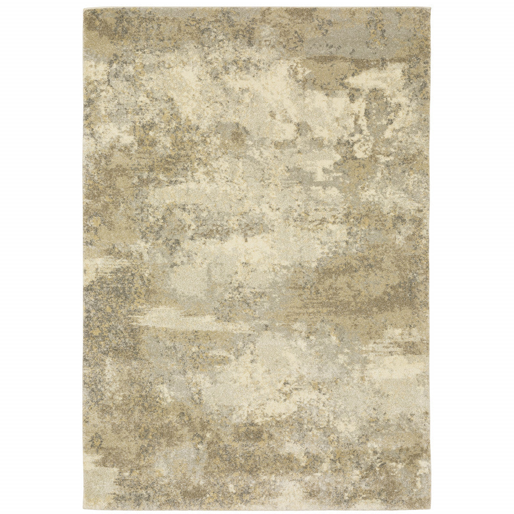 7' x 10' Beige and Gold Abstract Power Loom Area Rug