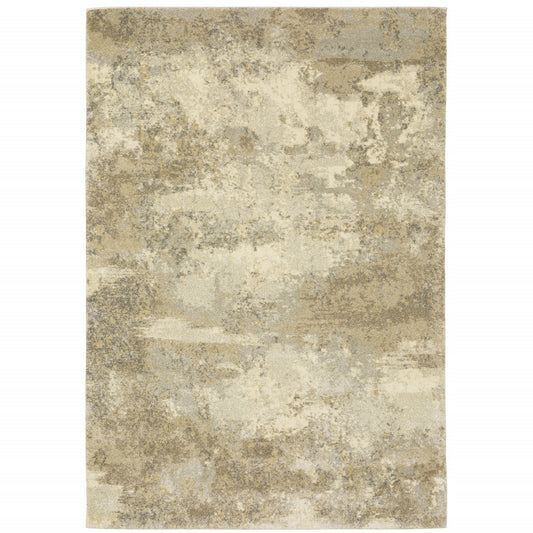 7' x 10' Beige and Gold Abstract Power Loom Area Rug