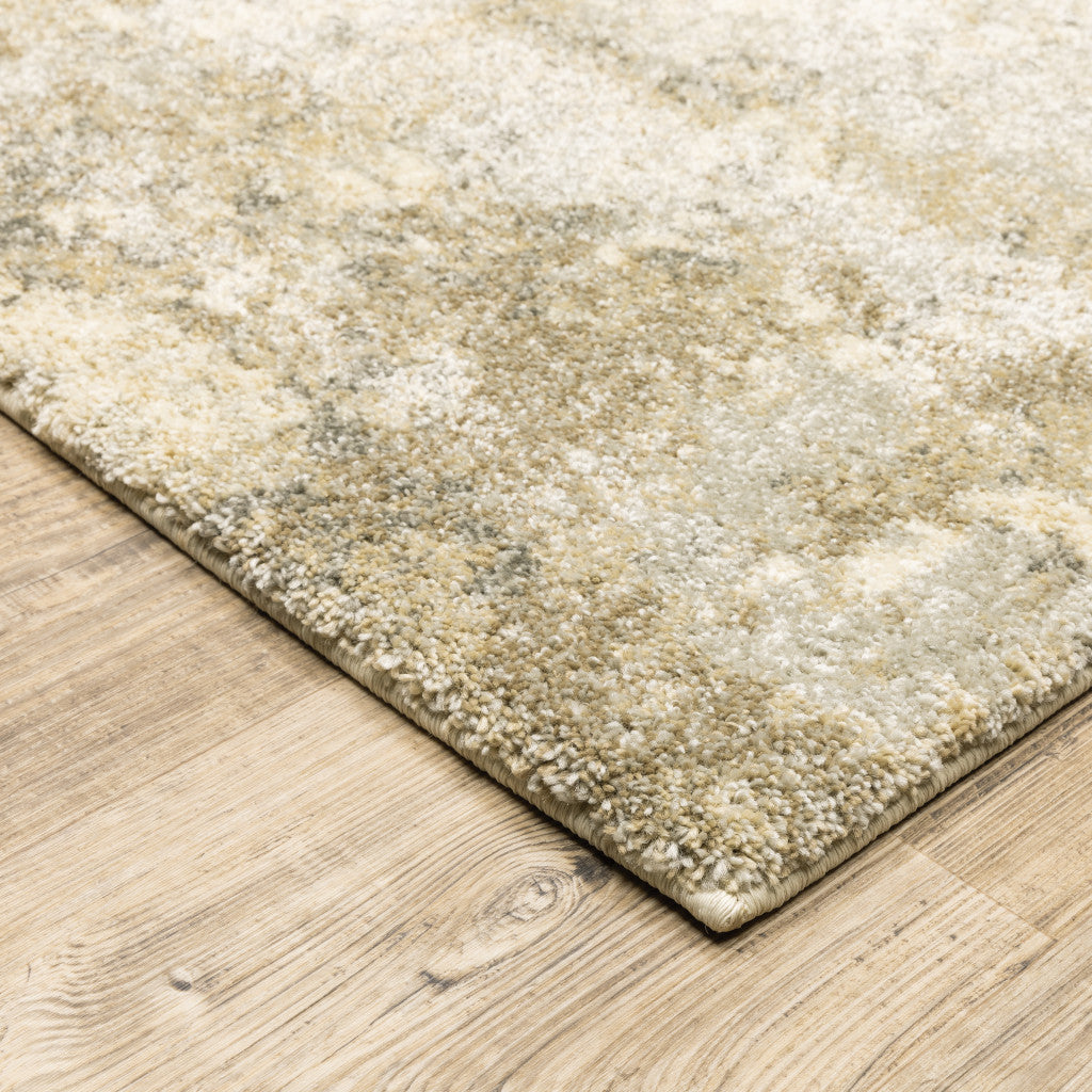 8' x 11' Beige and Gold Abstract Power Loom Area Rug