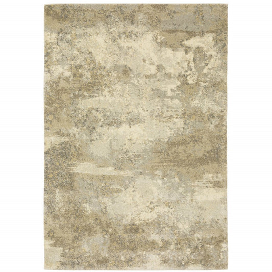 10' X 13' Gold And Beige Abstract Area Rug