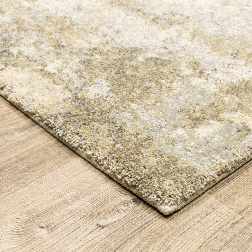 10' X 13' Beige and Gold Abstract Power Loom Area Rug