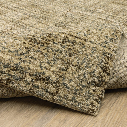 2' X 8' Beige Brown Tan And Blue Green Abstract Power Loom Stain Resistant Runner Rug