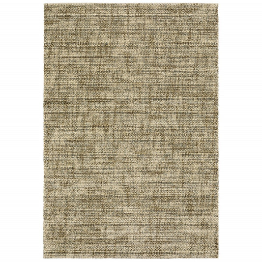 5' X 8' Beige Brown Tan And Blue Green Abstract Power Loom Stain Resistant Area Rug