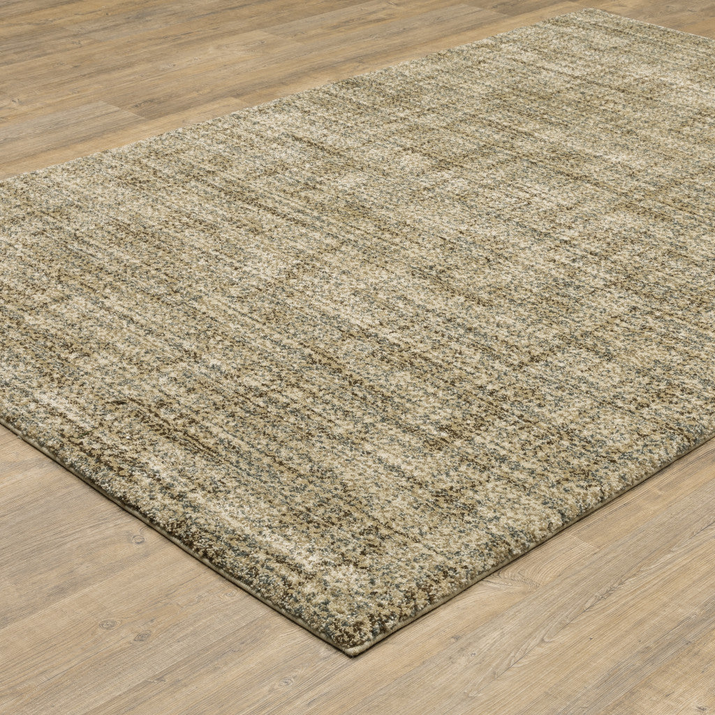 5' X 8' Beige Brown Tan And Blue Green Abstract Power Loom Stain Resistant Area Rug