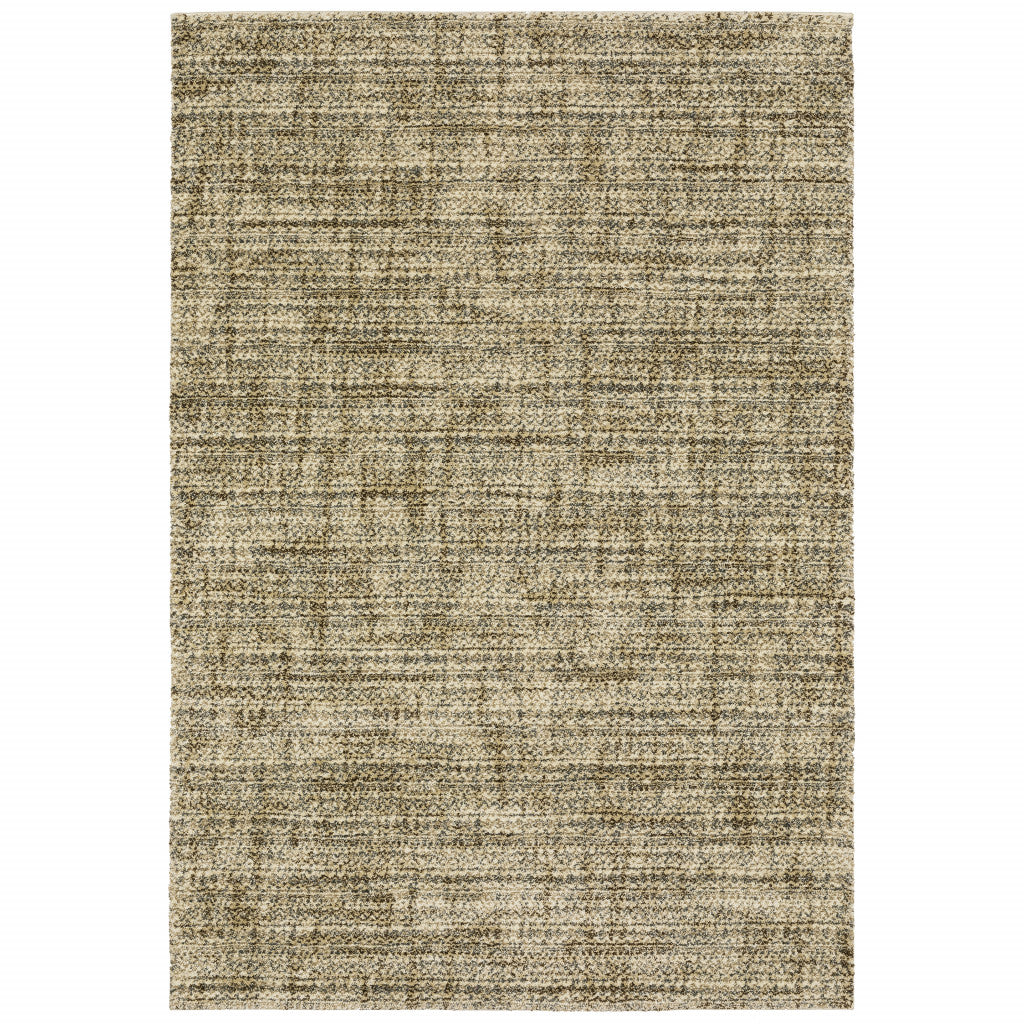 6' X 9' Beige Brown Tan And Blue Green Abstract Power Loom Stain Resistant Area Rug