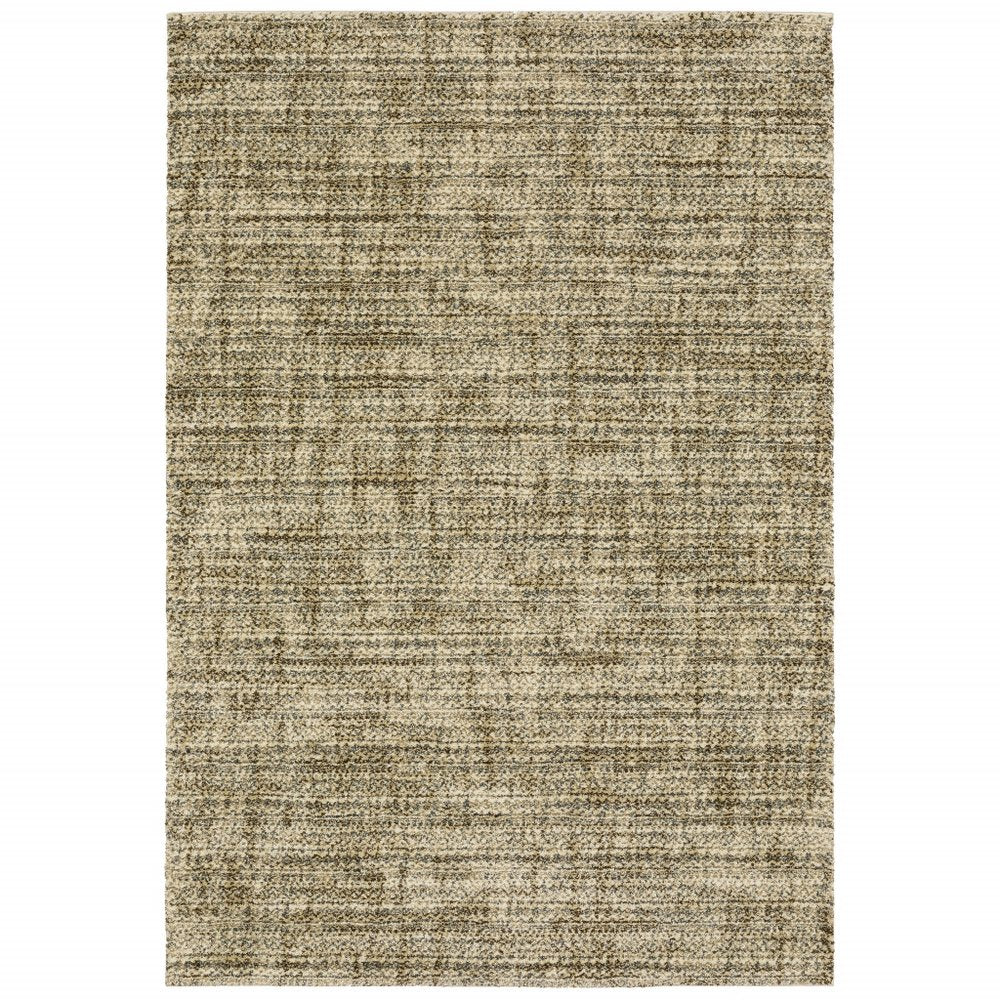 10' X 13' Beige Brown Tan And Blue Green Abstract Power Loom Stain Resistant Area Rug