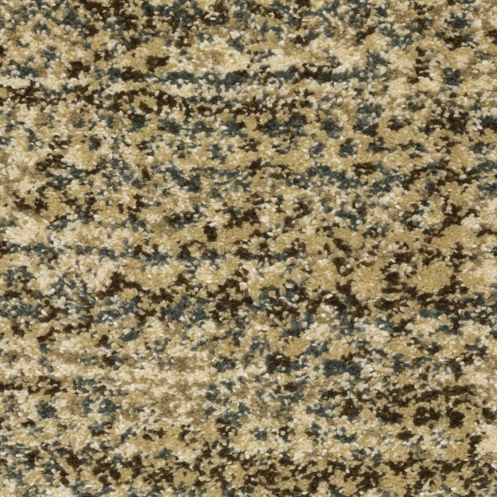 10' X 13' Beige Brown Tan And Blue Green Abstract Power Loom Stain Resistant Area Rug