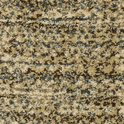 10' X 13' Beige Brown Tan And Blue Green Abstract Power Loom Stain Resistant Area Rug