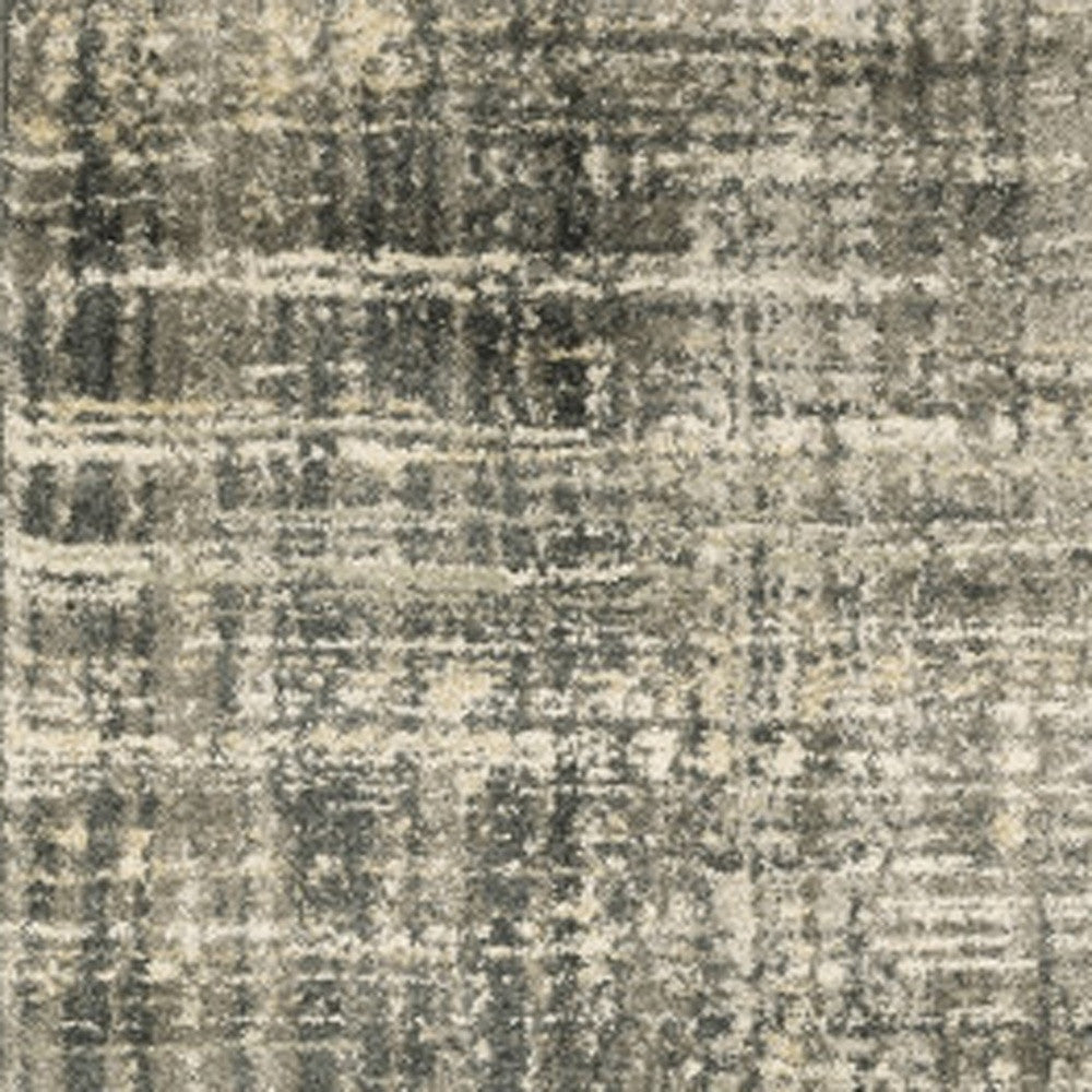 2' X 8' Charcoal Grey Beige And Tan Abstract Power Loom Stain Resistant Runner Rug