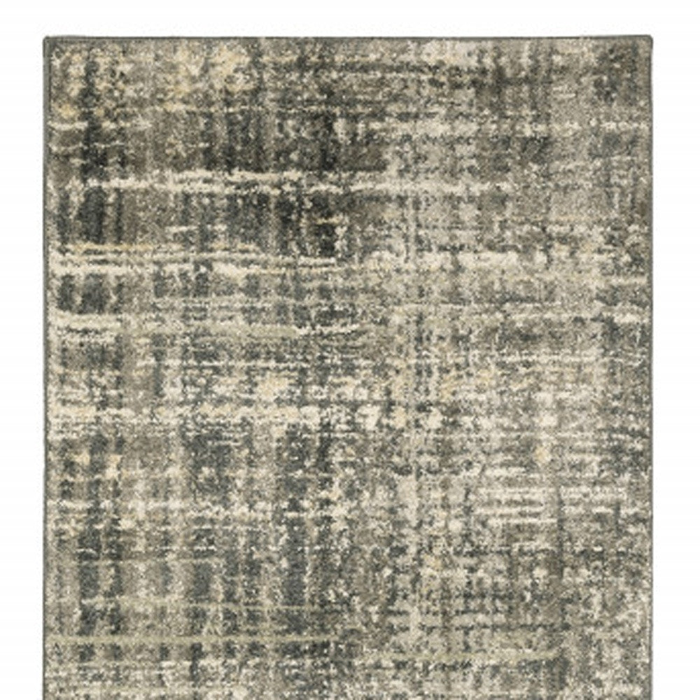 2' X 8' Charcoal Grey Beige And Tan Abstract Power Loom Stain Resistant Runner Rug